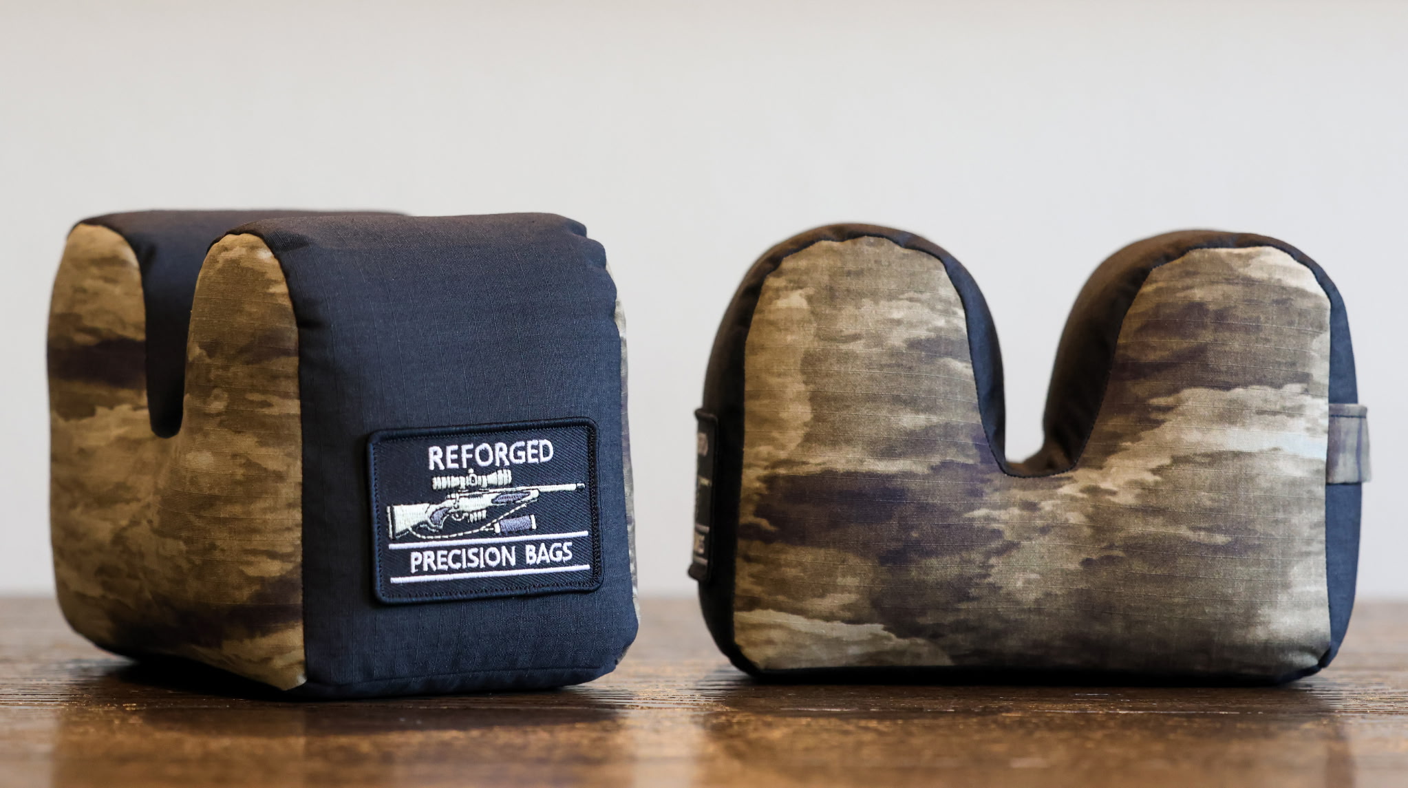 Front and side views of a Reforged Precision shooting bag